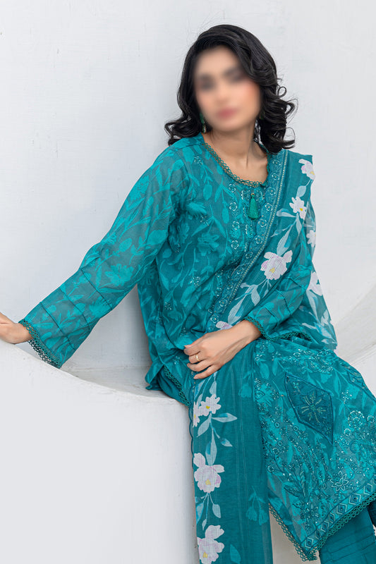 3 Piece - Embroidered Lawn - Afrozeh 208