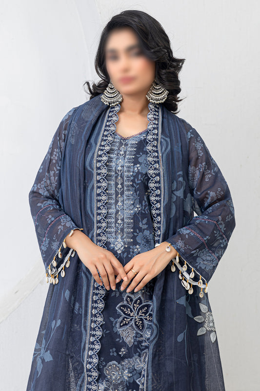 3 Piece - Embroidered Lawn - Afrozeh 209