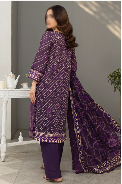 3 Piece - Embroidered Lawn - Dastak 103