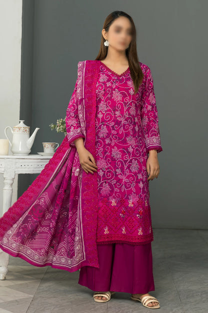 3 Piece - Embroidered Lawn - Dastak 104