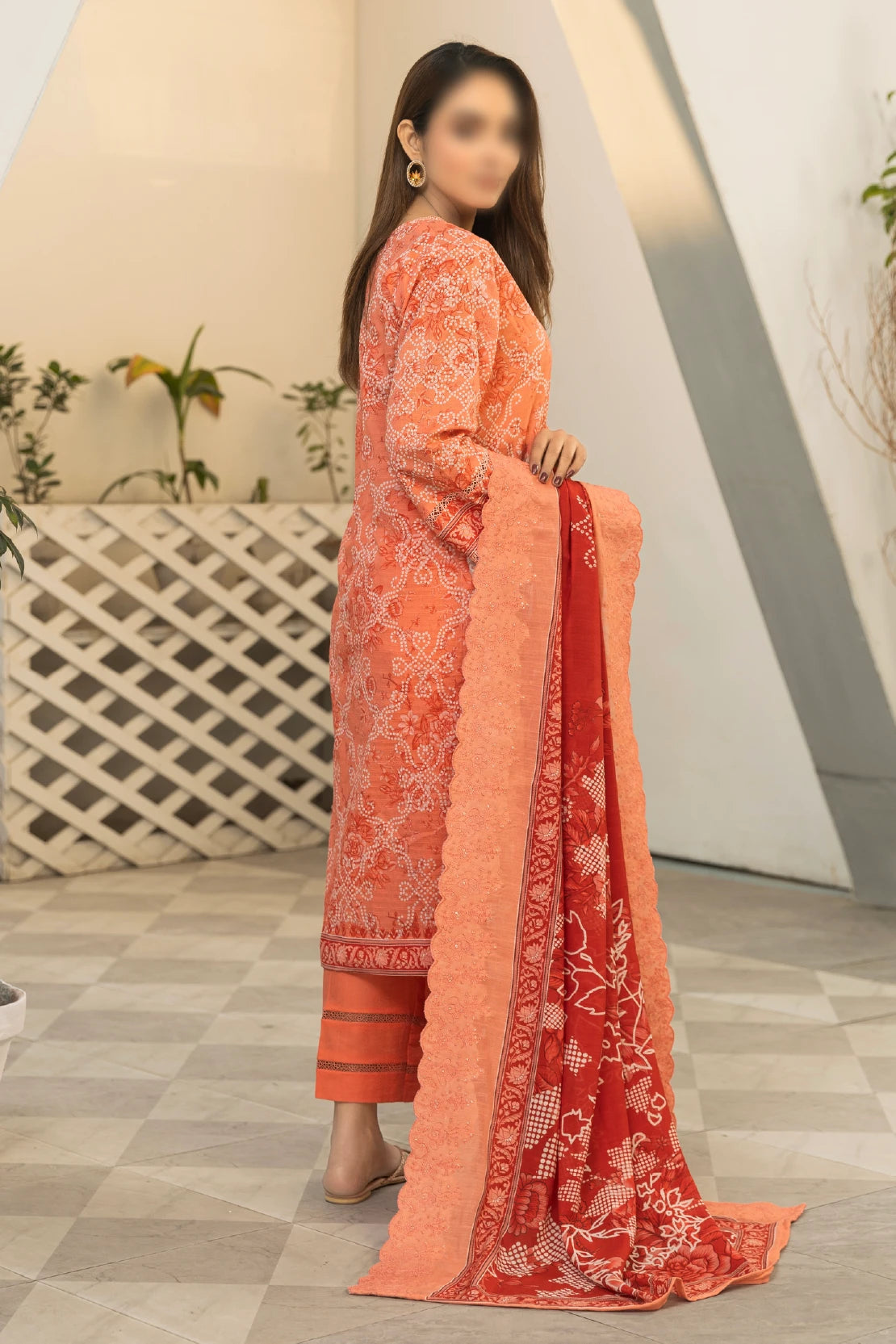 3 Piece - Embroidered Lawn - Dastak 108