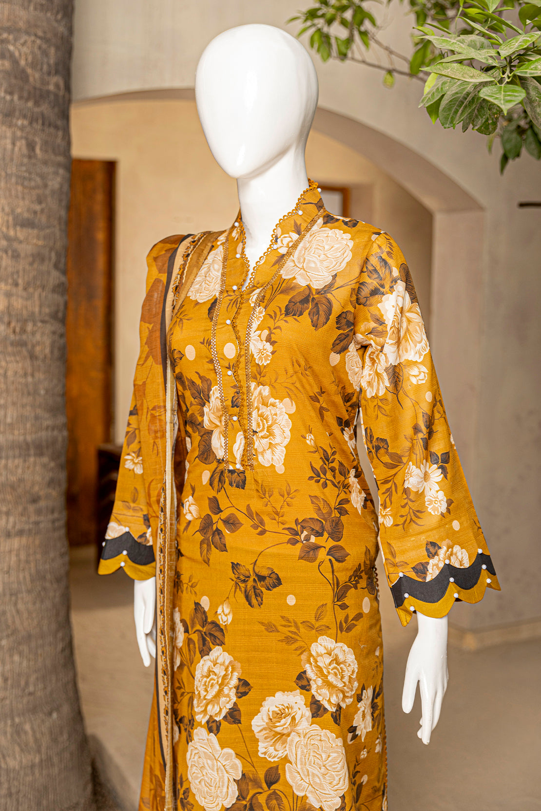 3 Piece - Digitally Printed Doriya Lawn - D708