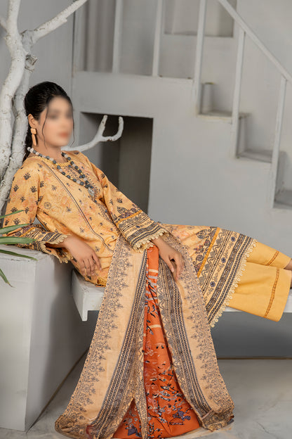 3 Piece - Embroidered Khaddar - Dastak 210