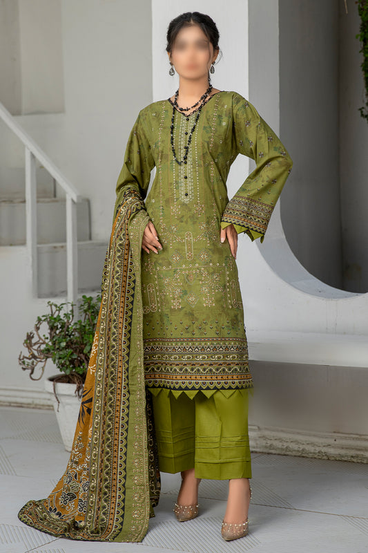 3 Piece - Embroidered Khaddar - Dastak 201