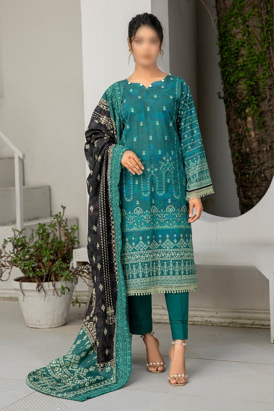 3 Piece - Embroidered Khaddar - Dastak 203