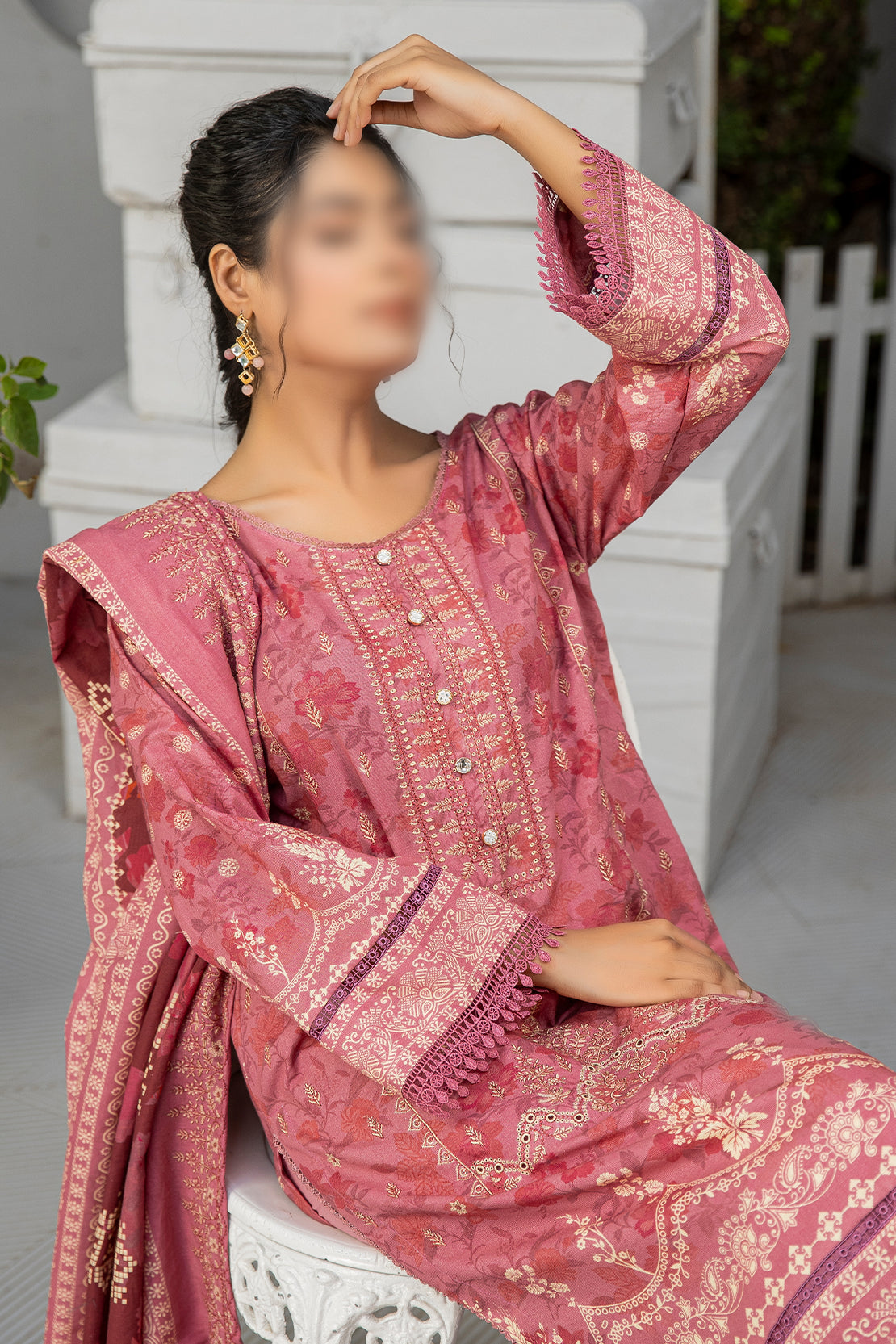 3 Piece - Embroidered Khaddar - Dastak 205