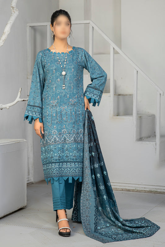 3 Piece - Embroidered Khaddar - Dastak 207