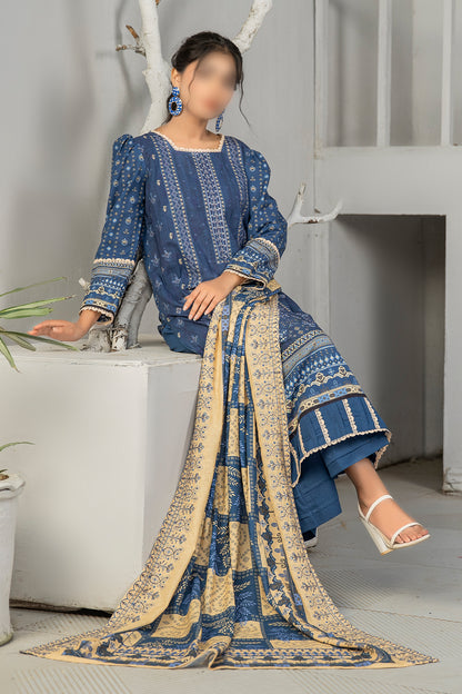 3 Piece - Embroidered Khaddar - Dastak 208