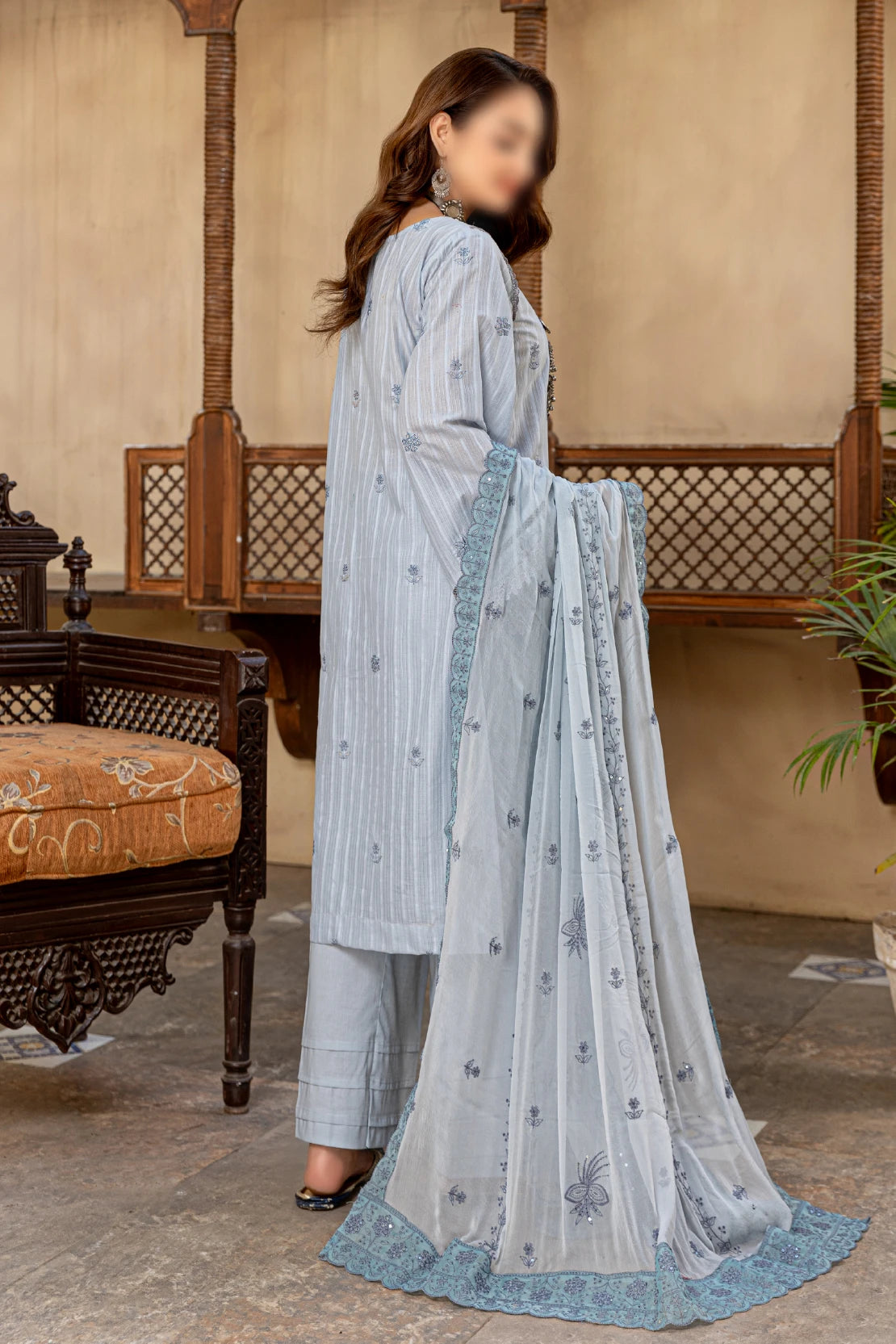 3 Piece - Embroidered Lawn - Farasha 103