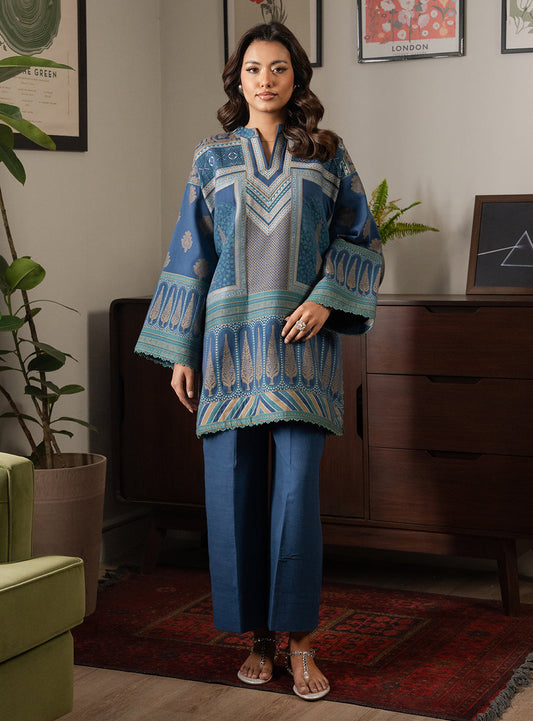 2 Piece - Printed Khaddar - Azure