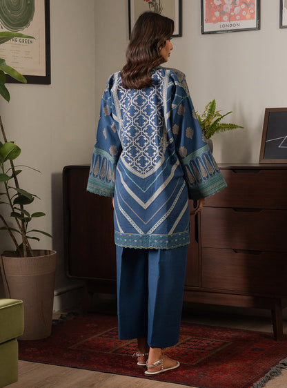2 Piece - Printed Khaddar - Lumiere - Azure