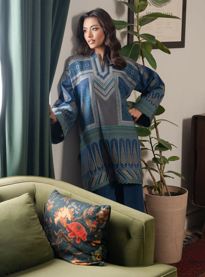 2 Piece - Printed Khaddar - Lumiere - Azure