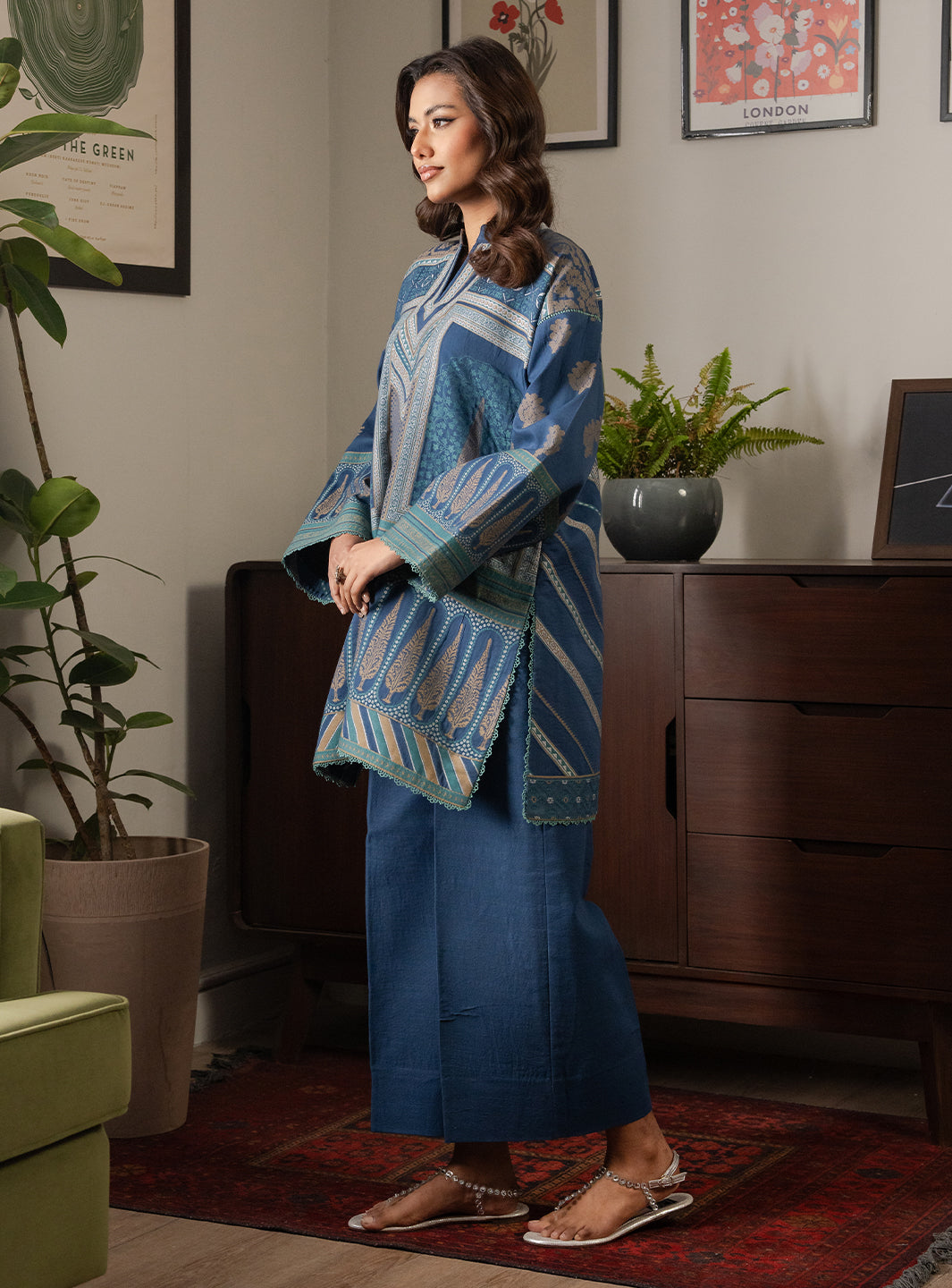 2 Piece - Printed Khaddar - Lumiere - Azure
