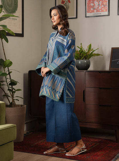 2 Piece - Printed Khaddar - Lumiere - Azure