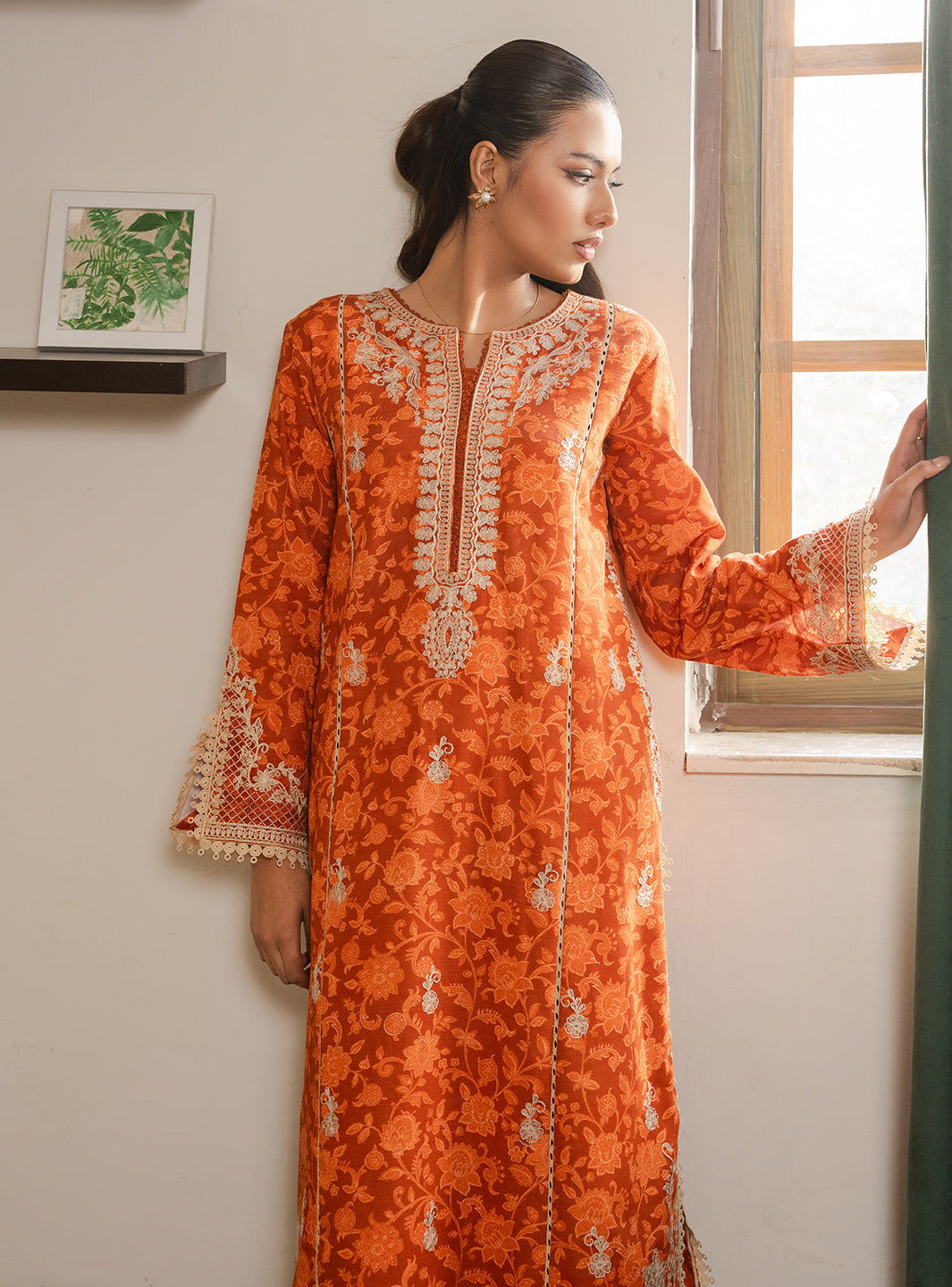 2 Piece - Printed Khaddar - Lumiere - Ember