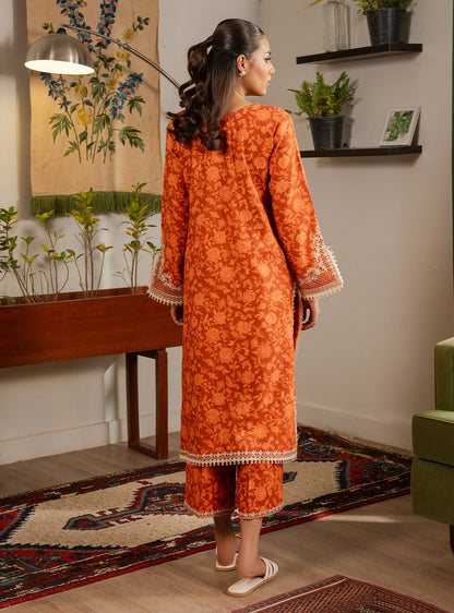 2 Piece - Printed Khaddar - Lumiere - Ember