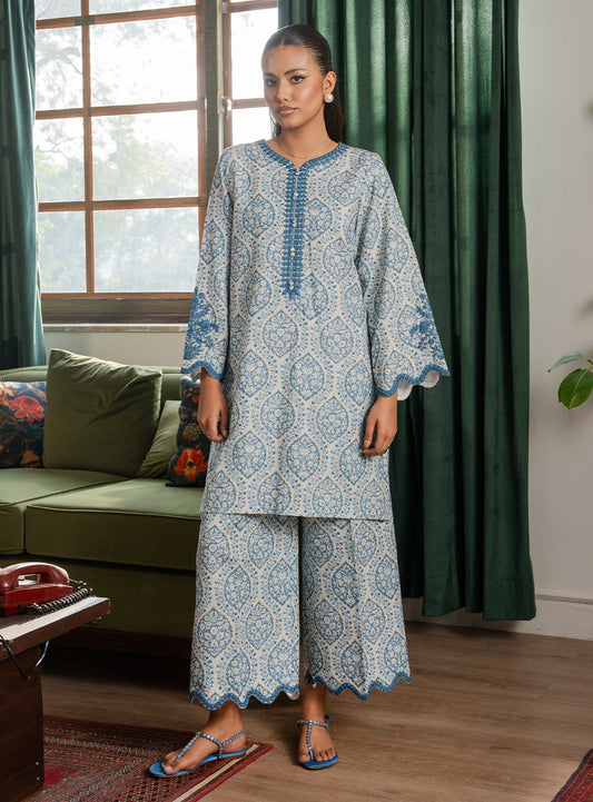 2 Piece - Printed Khaddar - Celeste
