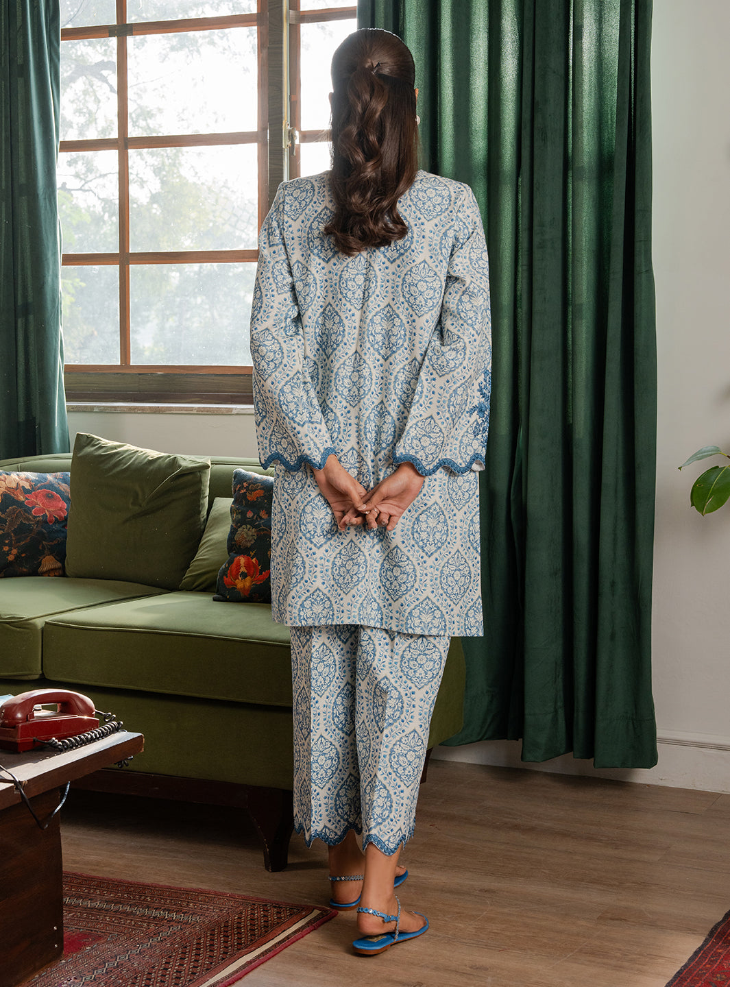 2 Piece - Printed Khaddar - Lumiere - Celeste