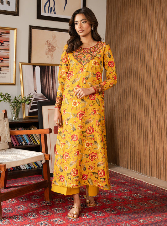 2 Piece - Printed Khaddar - Sunlit Petal