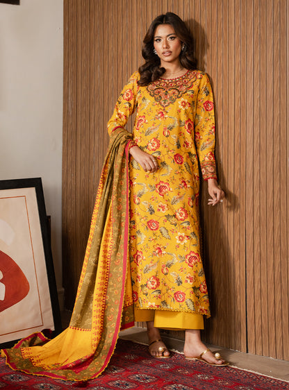 2 Piece - Printed Khaddar - Lumiere - Sunlit Petal