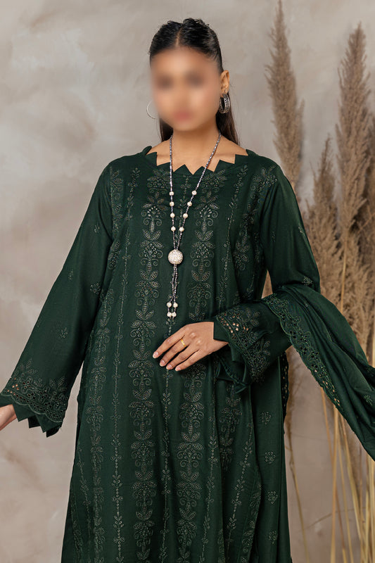 3 Piece - Embroidered Dhanak - Gulkari 202