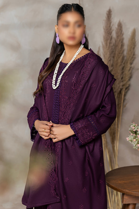 3 Piece - Embroidered Dhanak - Gulkari 205