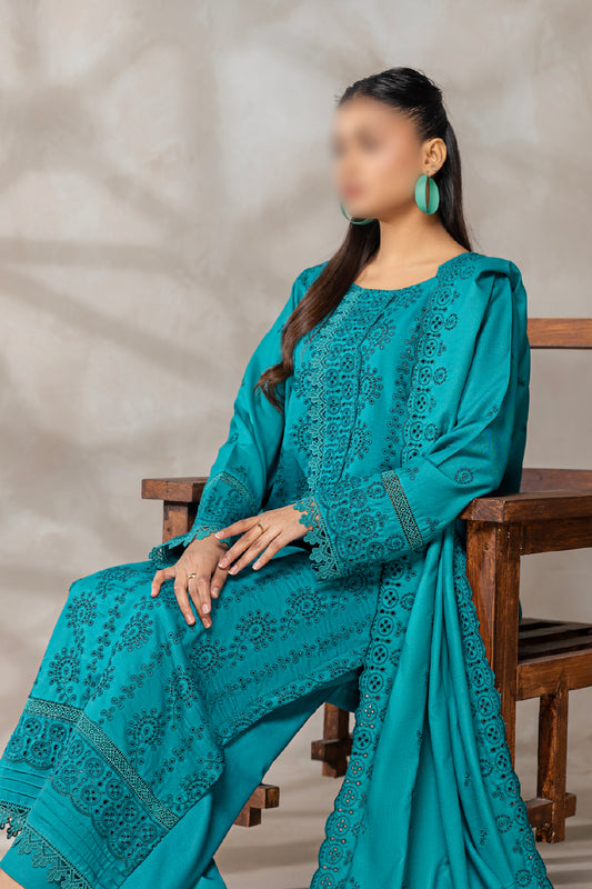 3 Piece - Embroidered Dhanak - Gulkari 207