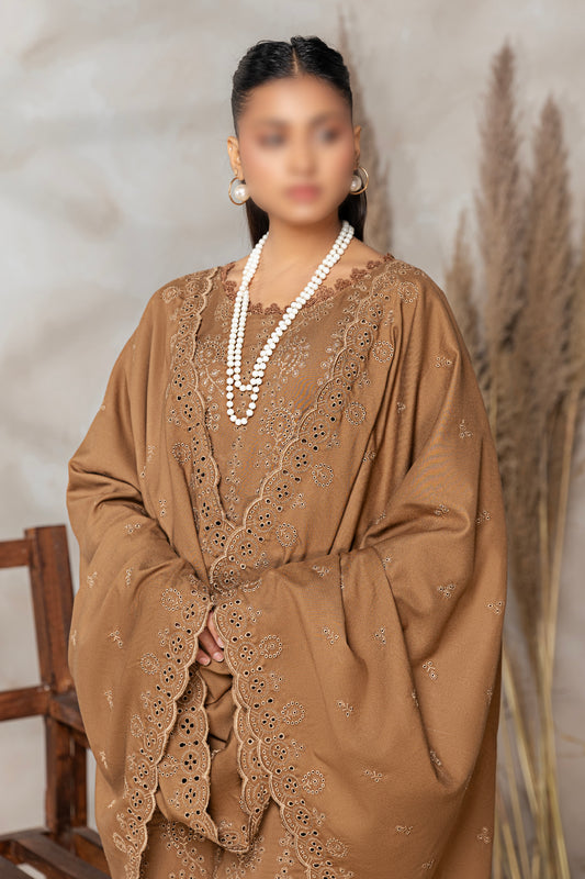 3 Piece - Embroidered Dhanak - Gulkari 208