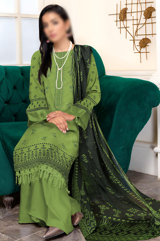 3 Piece - Embroidered Linen - Jasmine 203