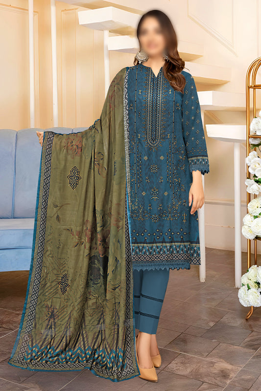 3 Piece - Embroidered Linen - Jasmine 205