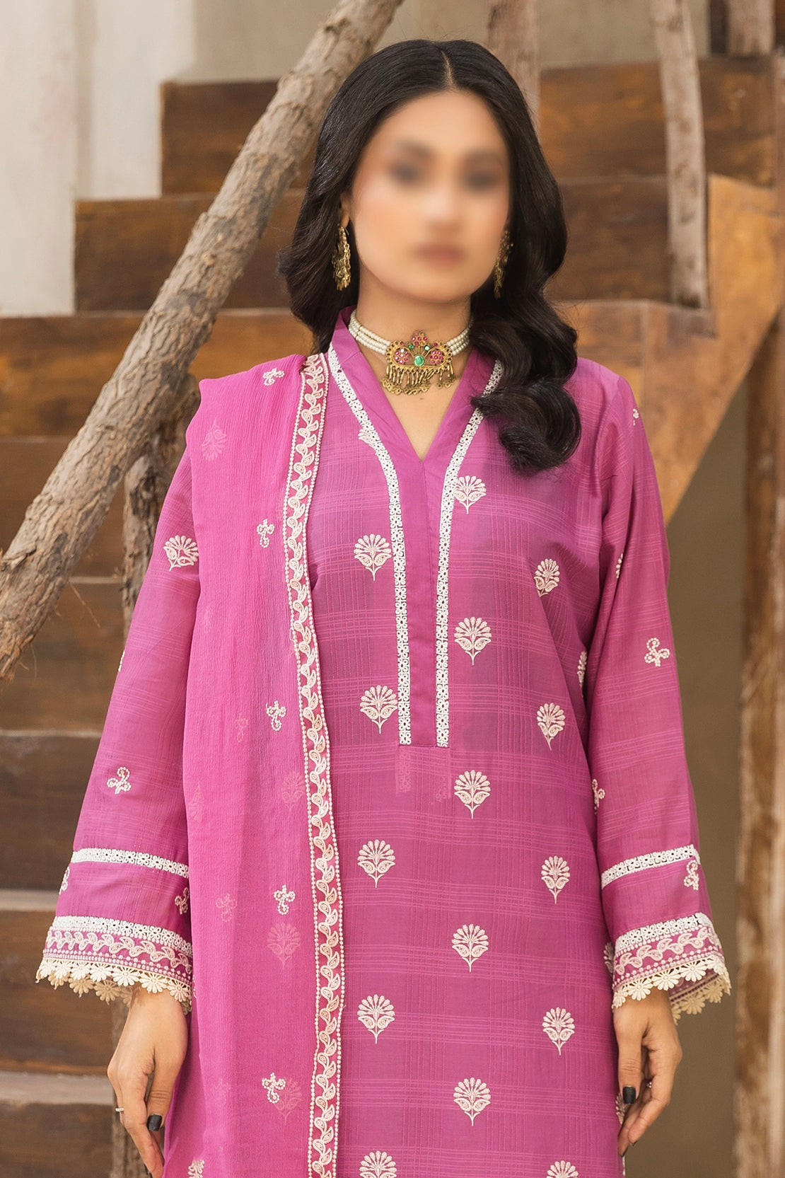 3 Piece - Embroidered Lawn - Nazakat 105