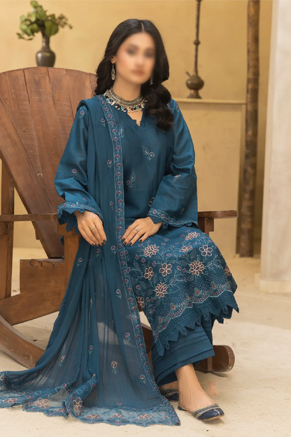 3 Piece - Embroidered Lawn - Nazakat 102