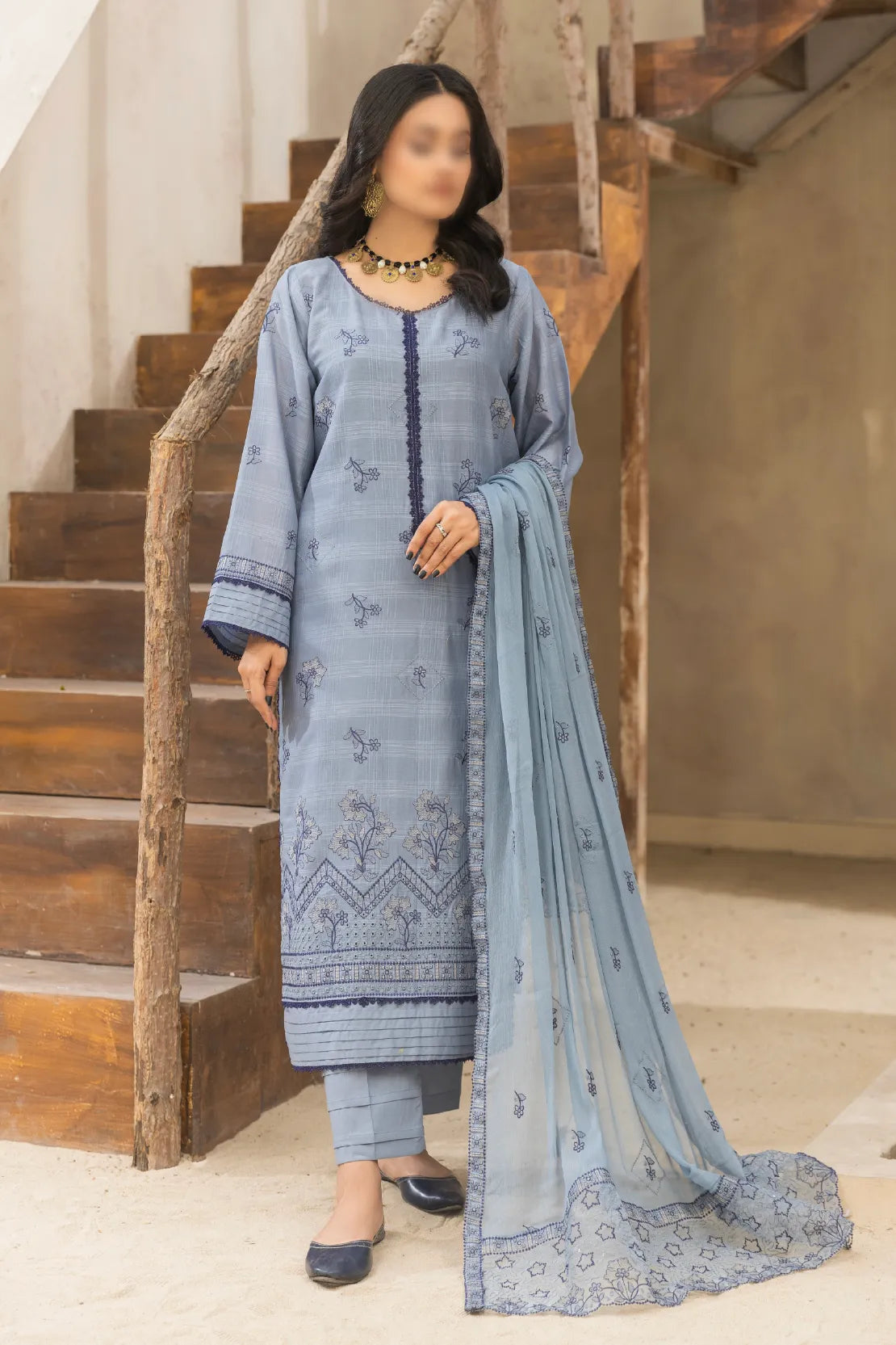 3 Piece - Embroidered Lawn - Nazakat 104