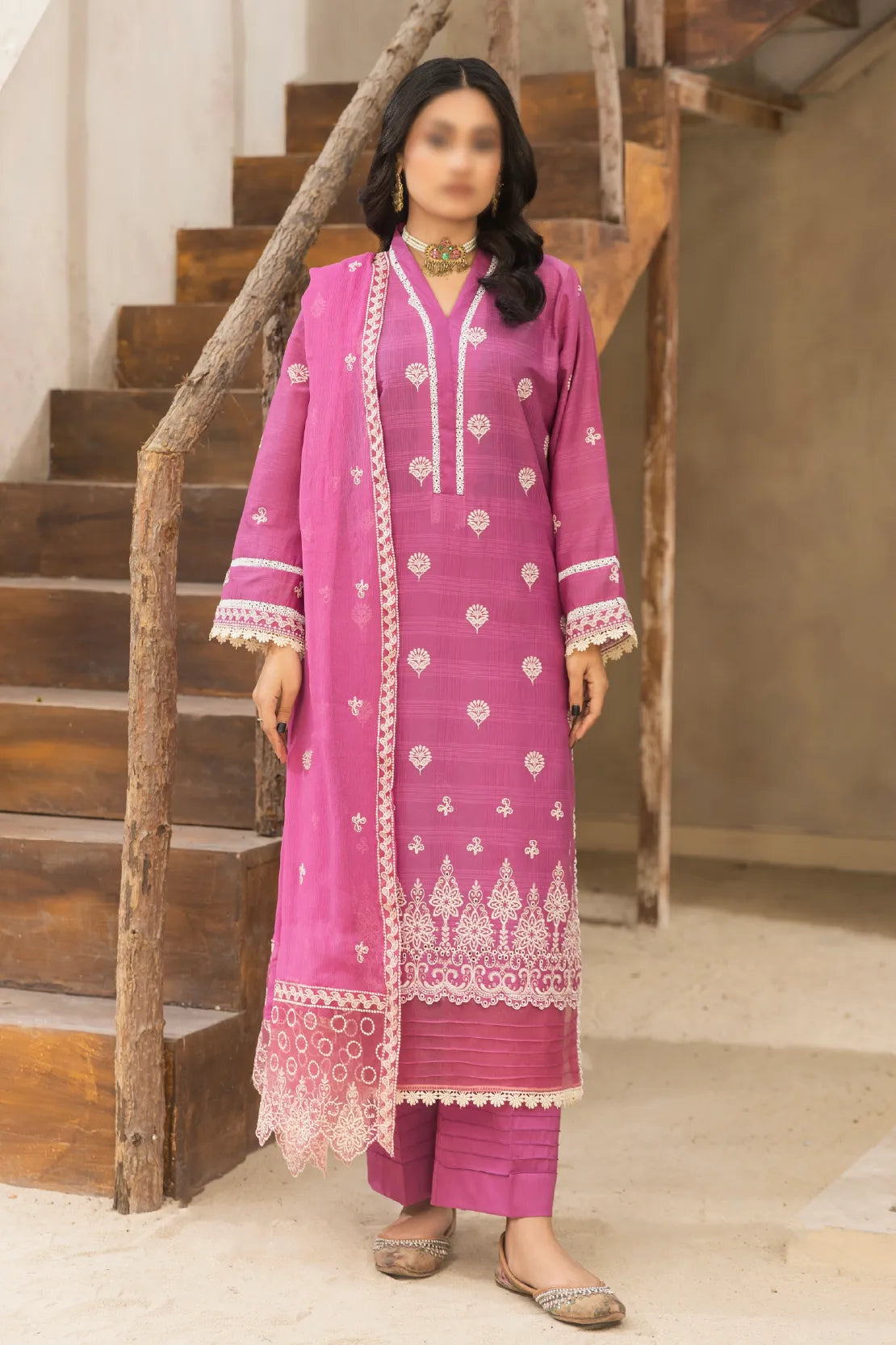 3 Piece - Embroidered Lawn - Nazakat 105