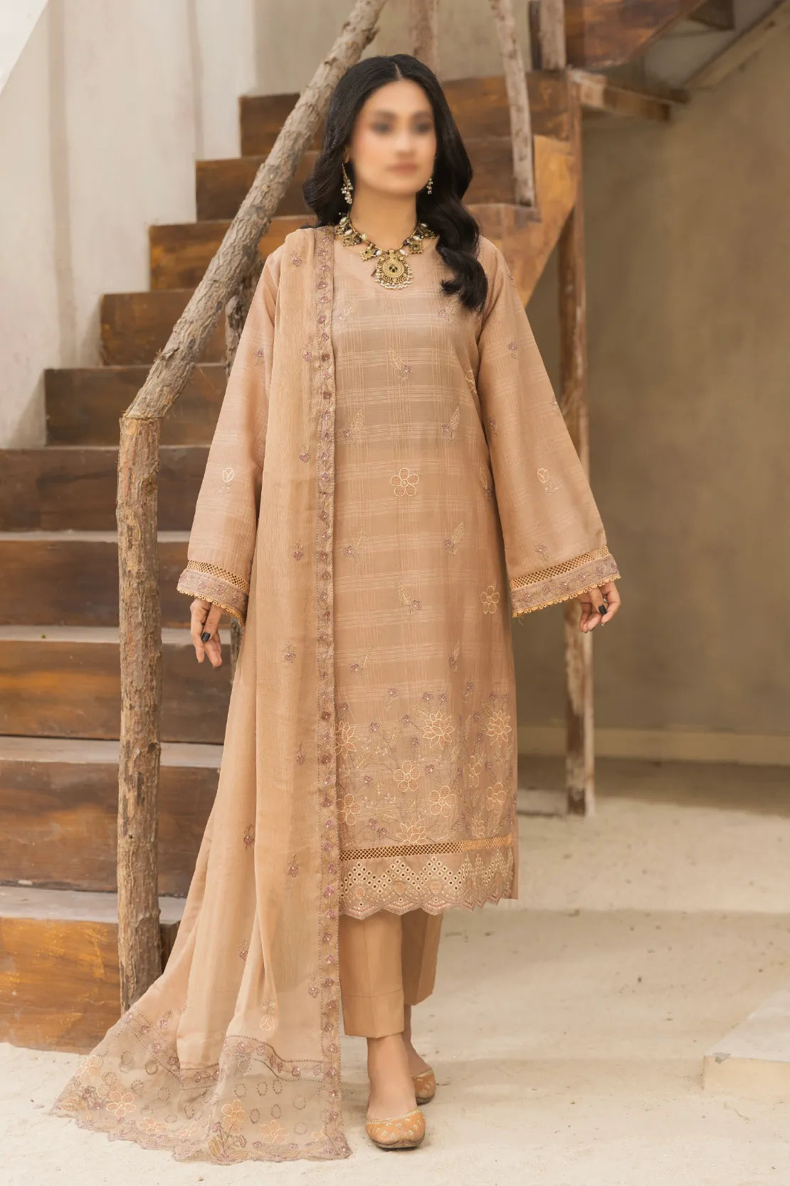 3 Piece - Embroidered Lawn - Nazakat 106