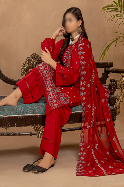3 Piece - Embroidered Lawn - Nikhar 105