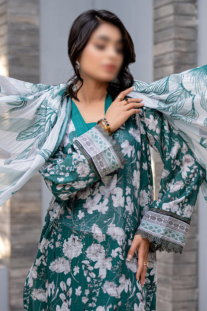 3 Piece - Digitally Printed Lawn - Nureh 906