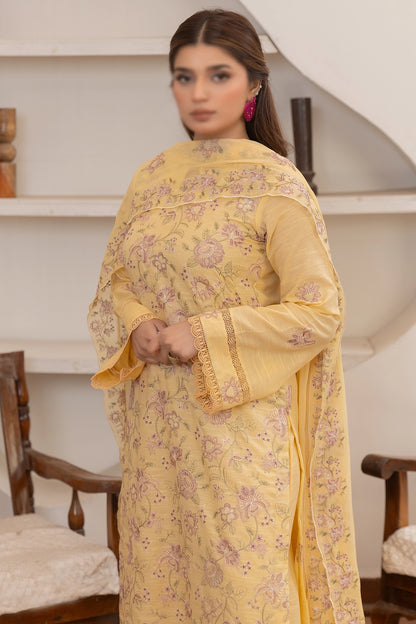 3 Piece - Embroidered Lawn Slub Karandi - Nafees 102