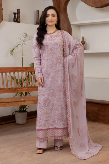 3 Piece - Embroidered Lawn Slub Karandi - Nafees 103