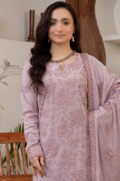 3 Piece - Embroidered Lawn Slub Karandi - Nafees 103
