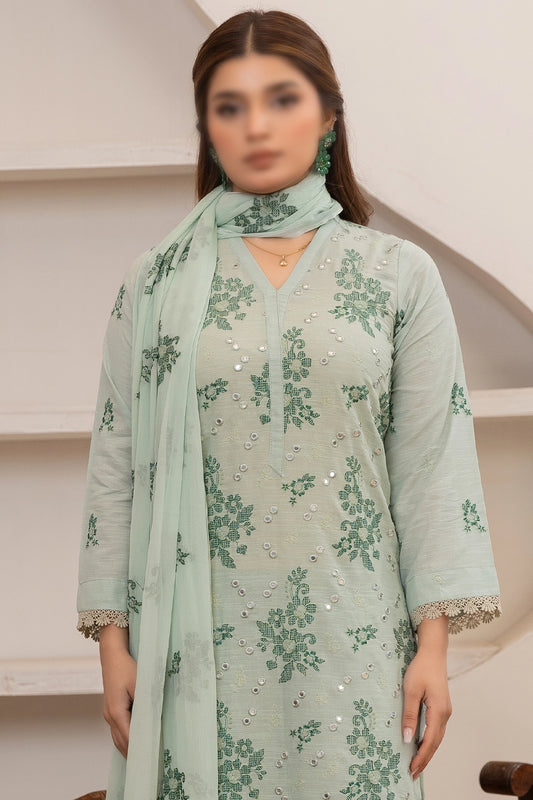 3 Piece - Embroidered Lawn Slub Karandi - Nafees 105