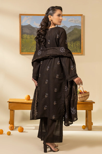 3 Piece - Embroidered Lawn Slub Karandi - Nikhar 102