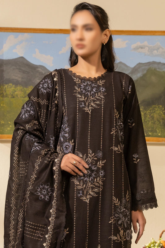 3 Piece - Embroidered Lawn Slub Karandi - Nikhar 102