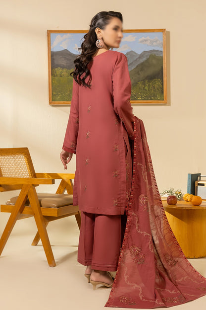 3 Piece - Embroidered Lawn Slub Karandi - Nikhar 104