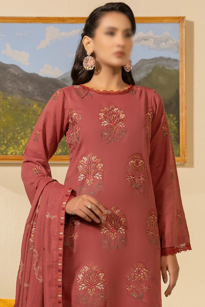 3 Piece - Embroidered Lawn Slub Karandi - Nikhar 104