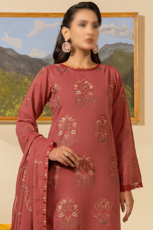 3 Piece - Embroidered Lawn Slub Karandi - Nikhar 104