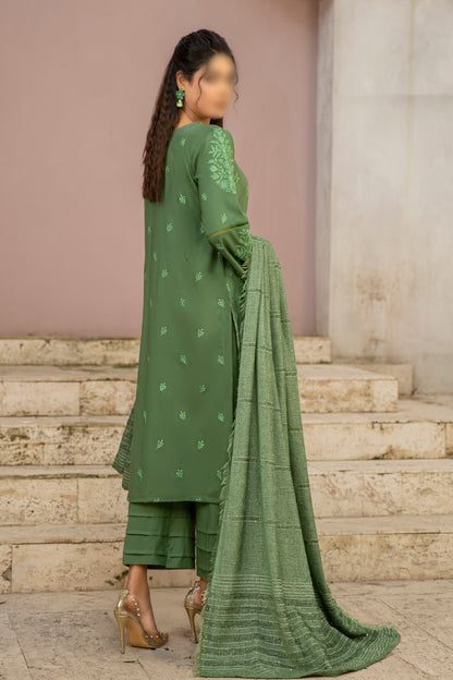 3 Piece - Embroidered Dhanak - Pahnawa 201