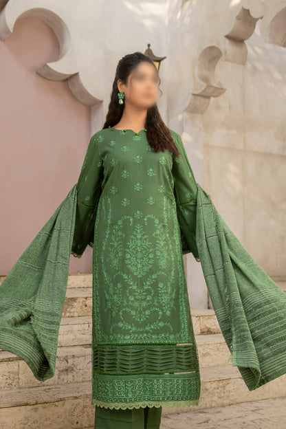 3 Piece - Embroidered Dhanak - Pahnawa 201