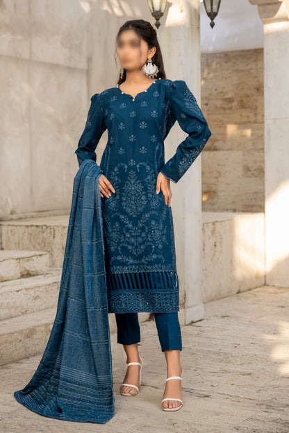 3 Piece - Embroidered Dhanak - Pahnawa 204