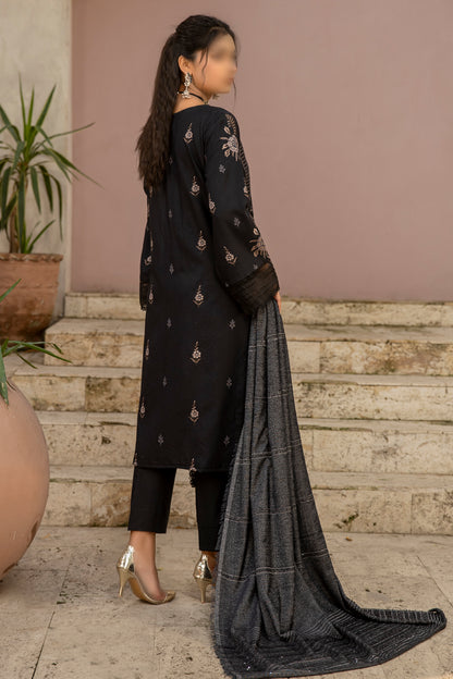 3 Piece - Embroidered Dhanak - Pahnawa 205